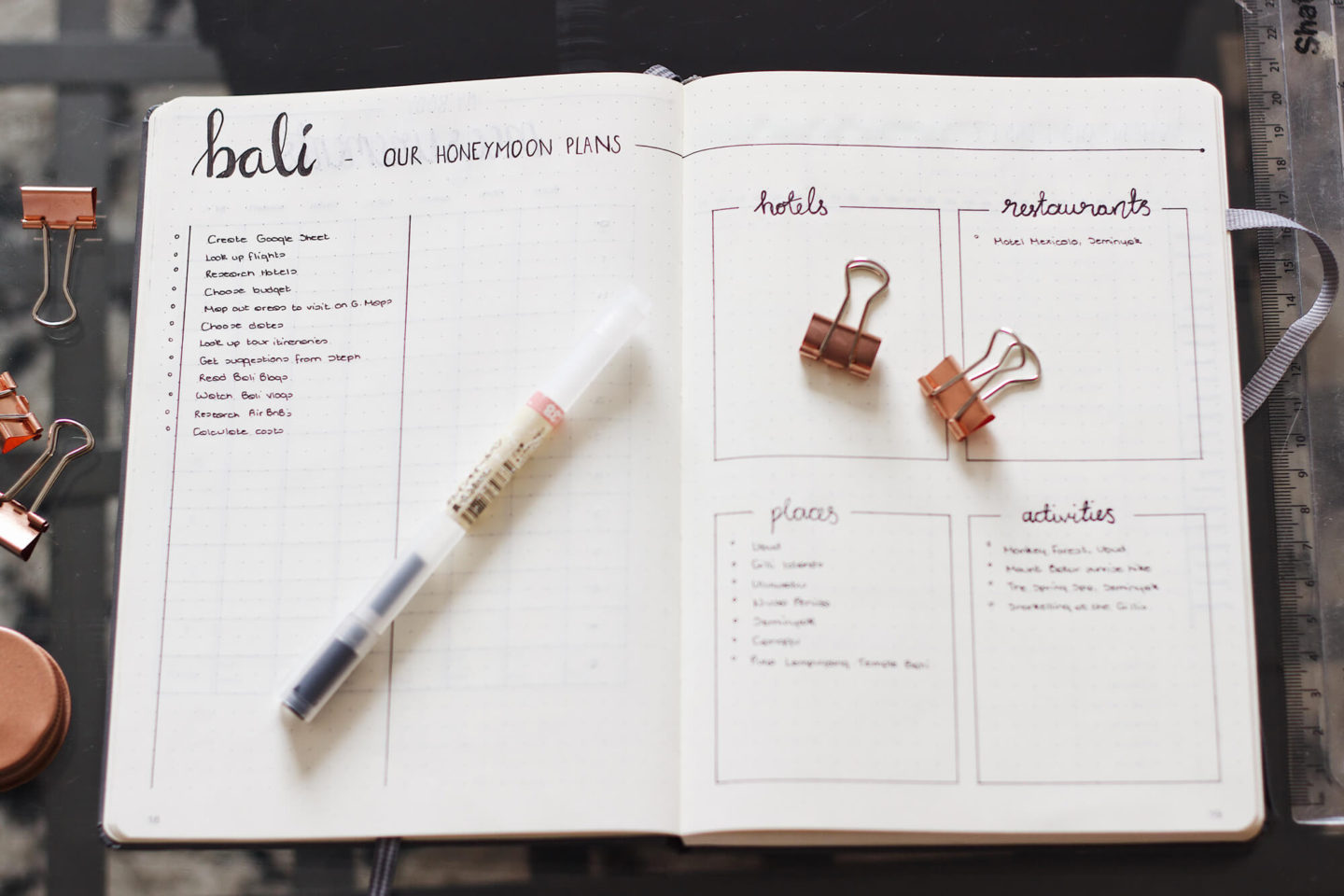 Minimal Bullet Journal Setup Honeymoon Planner
