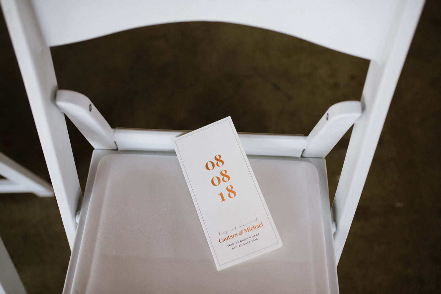 Wedding order of service booklet. A Modern, Industrial Warehouse Wedding with Personal Touches